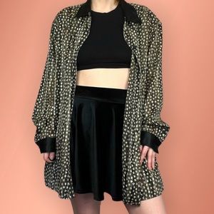 80s 90s Y2K Bohemian Witchy Black and White Stars Button Up Womens Size x large